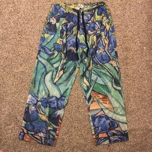 Van Gogh Print Crop Pajama Pants